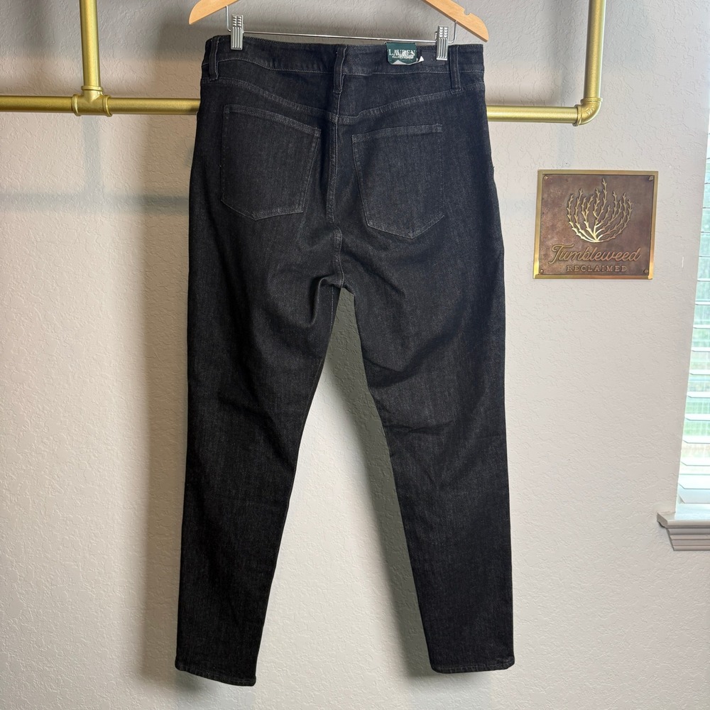 Lauren Ralph Lauren Premier Skinny Slimming Black Floral Embroidered Jeans 16 - Picture 12 of 12
